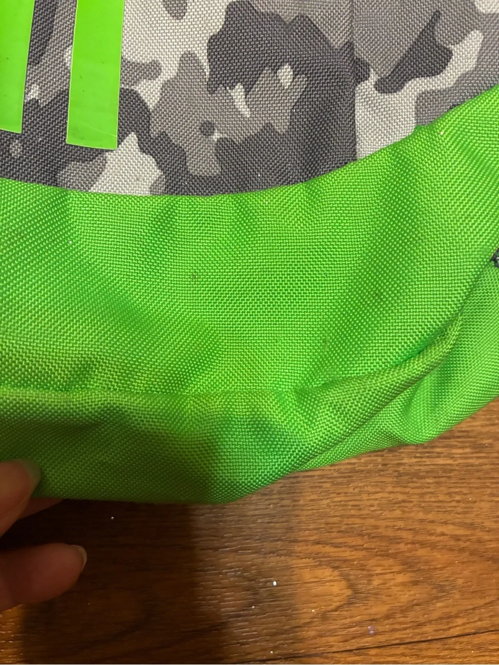 Adidas Gray Camo & Neon Green Athletic Backpack